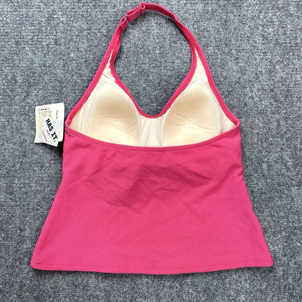 LL Bean Tankini Swimwear Top Womens 12 Halter Style Built In Bra Pink NEW W Tags - Picture 3 of 10